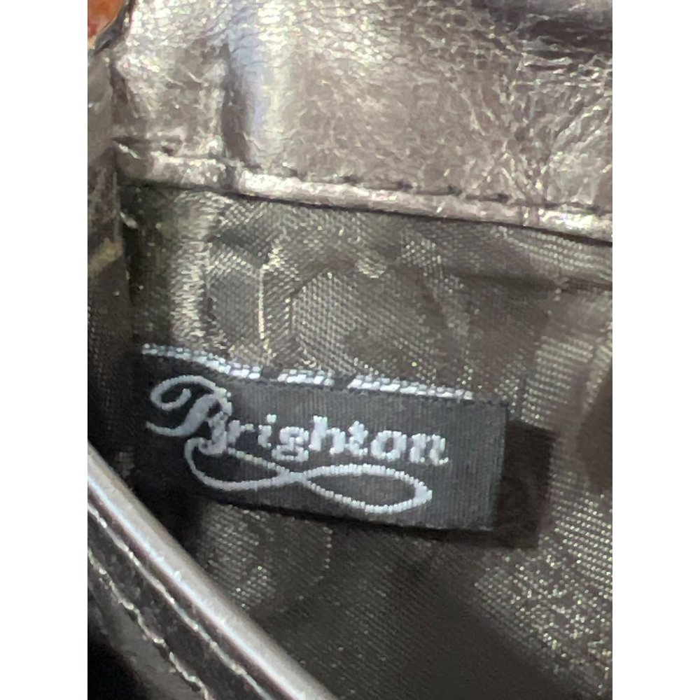 Brighton Vintage Croc Purse Shoulder Bag Brown Snap Flap Front Wallet Crossbody - Picture 6 of 8